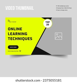 Creative online learning video material video thumbnail design, study tips and techniques, fully editable vector eps file format