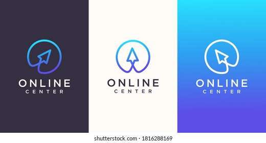 Creative Online Logo designs Template. cursor combined with circle.