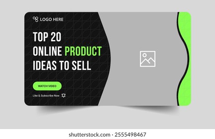 Creative online products ideas tips and tricks video thumbnail banner design, product sell youtube video thumbnail template design,  creative thumbnail offer cover template, vector eps file