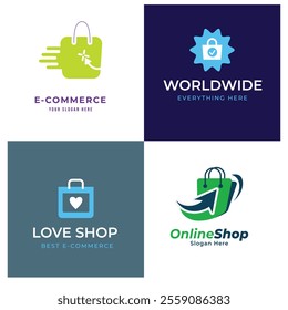 Creative online shop logo templates gradient design Corporate business brand company e-commerce logo templates logo design collection