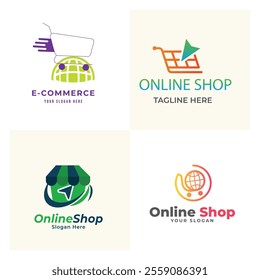 Creative online shop logo templates gradient design Corporate business brand company e-commerce logo templates logo design collection