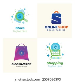 Creative online shop logo templates gradient design Corporate business brand company e-commerce logo templates logo design collection