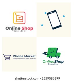 Creative online shop logo templates gradient design Corporate business brand company e-commerce logo templates logo design collection