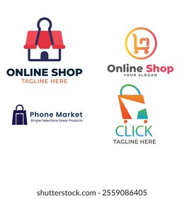 Creative online shop logo templates gradient design Corporate business brand company e-commerce logo templates logo design collection