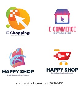 Creative online shop logo templates gradient design Corporate business brand company e-commerce logo templates logo design collection