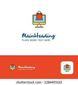 Creative Online shopping Logo Design. Flat color Logo place for Tagline. Vector Illustration
