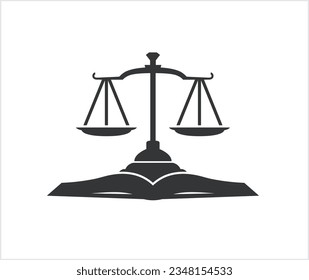 creative open book law balance logo vector symbol icon design illustration