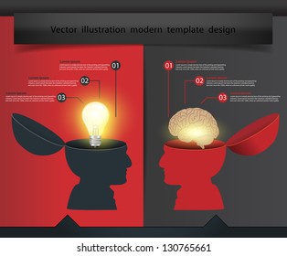 Creative open hand light bulb With brain concept, Vector illustration modern template design