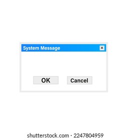 Creative of operating system message template, error window isolated on transparent background. Art design computer user interface. Error message. System failure notification. Vector illustration