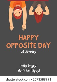 Creative Opposite Day Poster with Humorous Upside-Down Illustration