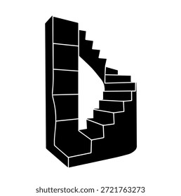 Kreative optische Täuschung Wendeltreppe erreicht Skyward Silhouette Vektorgrafik für surreale Architektur und abstraktes Konzept Design