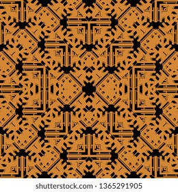 Creative orange black Art Deco Seamless pattern. Modern stylish texture. Repeating geometric tracery. Contemporary graphic design