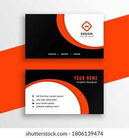 creative orange business card with curvy shape
