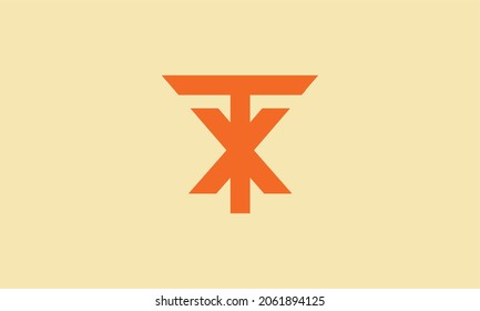Creative orange color letter TX negative space logo design Initial Concept