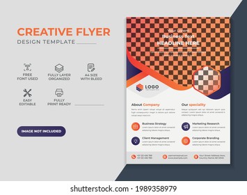 Creative Orange with Dark Blue Color Scheme Corporate Business Flyer Design