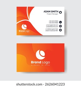 Tarjeta de visita de degradado naranja creativo, tarjeta de visita vibrante con degradado naranja y curvas dinámicas para una impresión audaz y creativa.