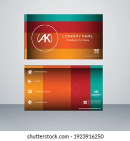 Diseño vectorial de tarjetas de visita de color naranja creativo, verde y rojo oscuro 