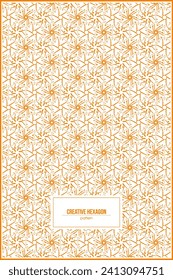 creative orange hexagon pattern with doodle style