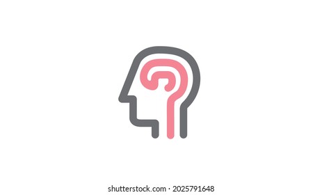 creative orange human brain head logo vector symbol 