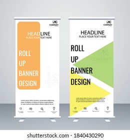 Creative orange, light green, light yellow, white and grey colour vector Roll up banner design