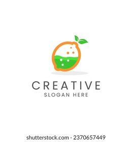 Diseño de logotipo de naranja creativo con imagen vectorial de laboratorio