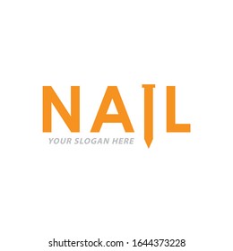 Creative Orange Nail Logo Design, Vector