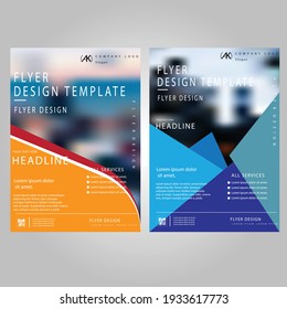 Creative orange, red, light blue and dark blue colour vector flyer design  design