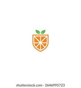 Creative Orange Slice Shield Logo with white background. 