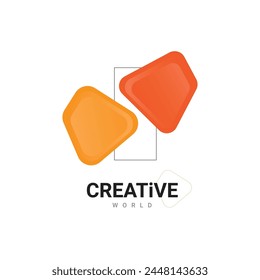 Creative Orange Two Unique 3D Shape Logo Template