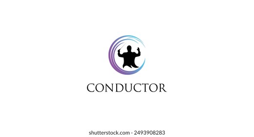 Creative Orchestra conductor man silhouette logo design, choir conductor premium vector