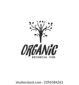 creative organic botanic tree icon logo design vector illustration. elegant nature eco tree logo vector design template with brush art, line art, and outline styles isolated on white background