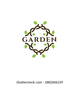Símbolo de diseño de logotipo de jardín orgánico creativo símbolo vector plantilla