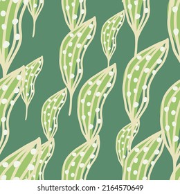 Creative organic line leaves seamless pattern. Modern botanical wallpaper. Abstract floral background. Design for fabric, textile print, wrapping, cover. Simple vector illustration.