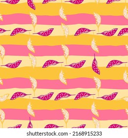 Creative organic line leaves seamless pattern. Modern botanical wallpaper. Abstract floral background. Design for fabric, textile print, wrapping, cover. Simple vector illustration.