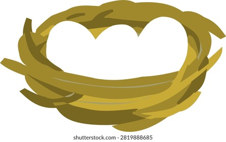 Creative organic logo featuring a stylized brown bird nest bowl with white eggs or pebbles.