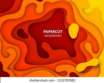 Creative origami art background with paper layer cut frame.