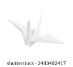 Creative origami paper bird, white craft flying swan or pigeon vector illustration