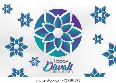 Creative origami styled floral vector illustration for indian festival diwali. Can be used for advertising, posters, greetings, banners, backgrounds, etc. (Diwali - Festival of lights)