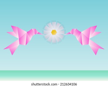 Creative origami styled illustration of two hummingbirds/Origami hummingbirds/Vector design