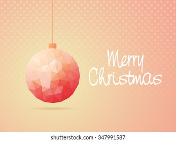 Creative origami Xmas Ball on glossy background for Merry Christmas celebration.
