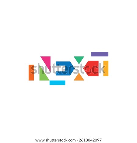 Creative, original and colorful next text logo. Vector