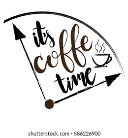 creative original design for girls, t shir, wallpaper fashion clothes. original calligraphic text about cofee  time. Girlish print