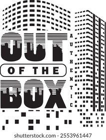 Creative 'out of the box' design showcasing innovative thinking with bold colors, unique shapes, and modern elements for fresh and dynamic visual appeal.