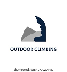 Creative Outdoor Climbing logo design with Silhouette negative space, best for extreme sport logo inspiration
