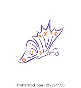 Diseño de iconos de mariposa de esquema creativo en un fondo blanco