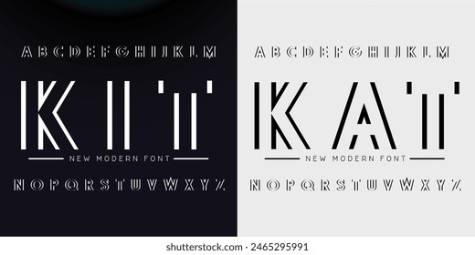 Creative Outline Double line monogram alphabet and tech fonts. Lines font regular uppercase and lowercase. Vector illustration.