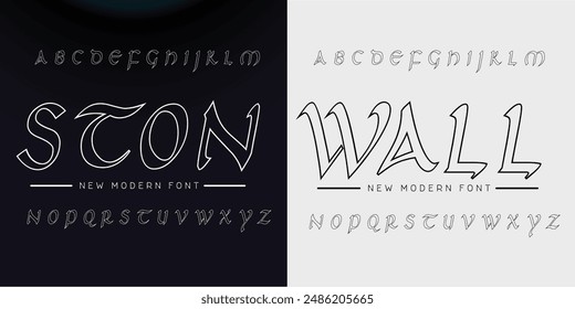 Creative Outline Double line monogram alphabet and tech fonts. Lines font regular uppercase and lowercase. Vector illustration.