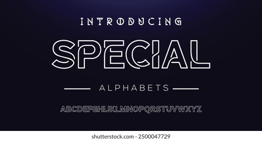Creative Outline Double line monogram alphabet and tech fonts. Lines font regular uppercase and lowercase. Vector illustration.