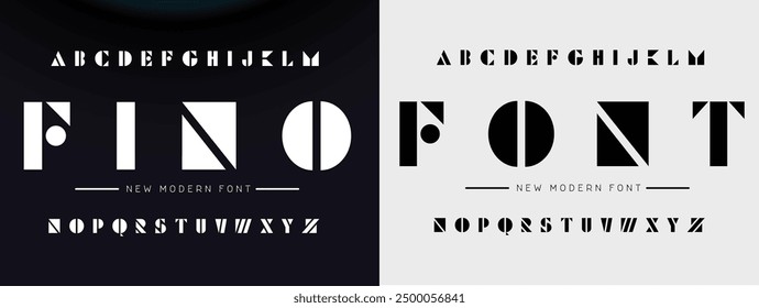 Creative Outline Double line monogram alphabet and tech fonts. Lines font regular uppercase and lowercase. Vector illustration.