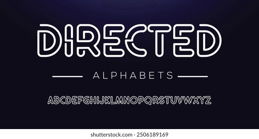 Creative Outline Double line monogram alphabet and tech fonts. Lines font regular uppercase and lowercase. Vector illustration.